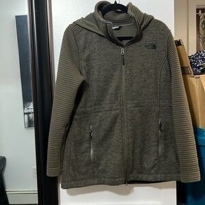 Women’s the north face green zip up with hood size large